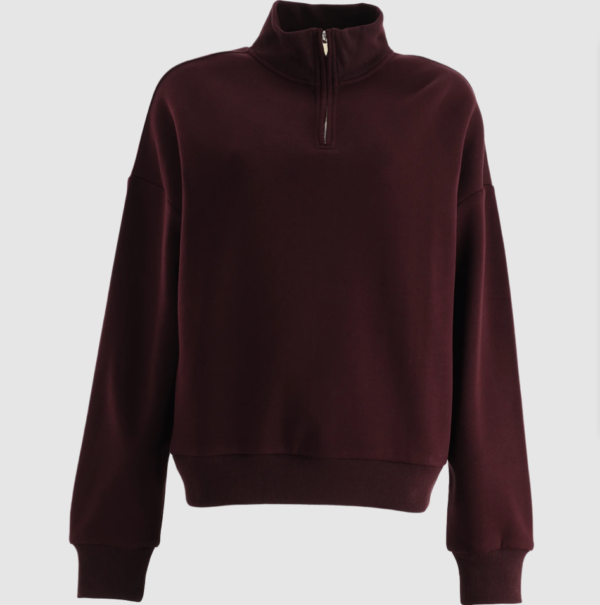 Custom Women's Burgundy Half-Zip Stand-Collar Sweatshirt - view 3 Custom Women's Burgundy Half-Zip Stand-Collar Sweatshirt - view 3
