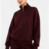 Custom Women's Burgundy Half-Zip Stand-Collar Sweatshirt Custom Women's Burgundy Half-Zip Stand-Collar Sweatshirt