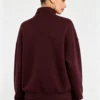 Custom Women's Burgundy Half-Zip Stand-Collar Sweatshirt - view 2 Custom Women's Burgundy Half-Zip Stand-Collar Sweatshirt - view 2