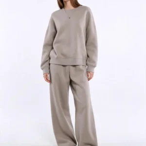 Custom Women's Solid Brown Oversized Crew-Neck Sweatshirt