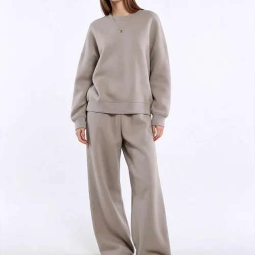 Custom Women's Solid Brown Oversized Crew-Neck Sweatshirt